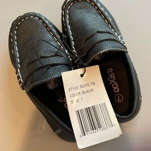 CoXist boys black loafers with white threading